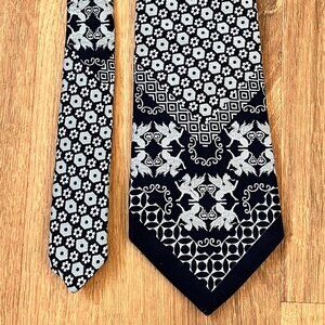 Vintage Oscar de la Renta Griffin 70's Polyester Blue Tie